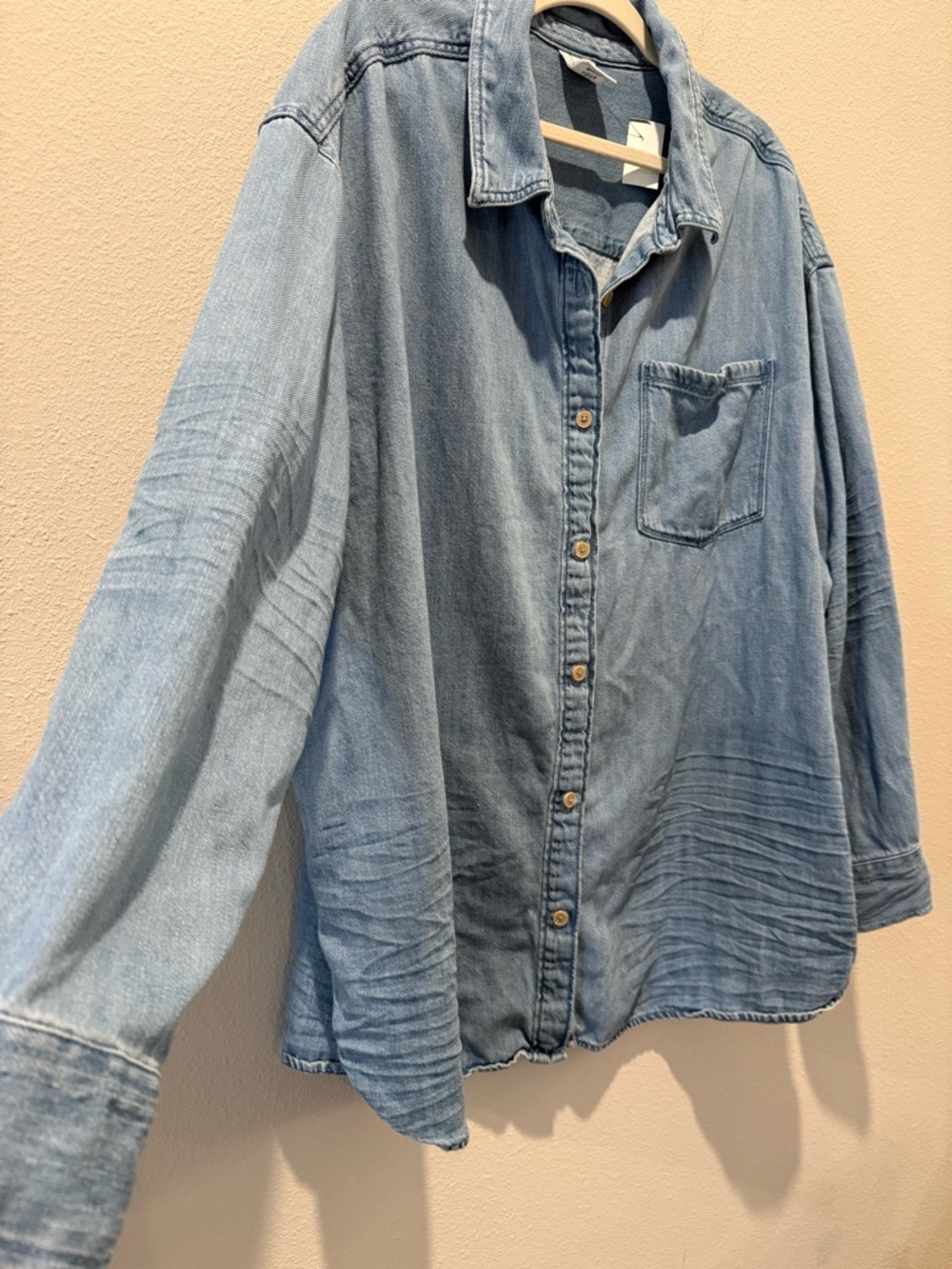 Offline by Aerie Blue Denim Button-Up Shirt Oversized Plus Size XXL - Picture 3 of 7